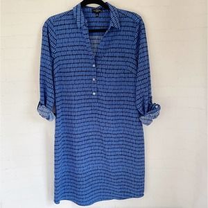 [The Limited] Ashton blue geometric print shirt dress size medium